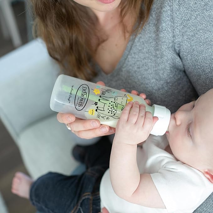 Dr. Brown's Natural Flow Anti-Colic Options+ Narrow Baby Bottle, Squirrel & Goat, 8 oz/250 mL, with Level 1 Slow Flow Nipple, BPA Free, 0m+, (Pack of 12)