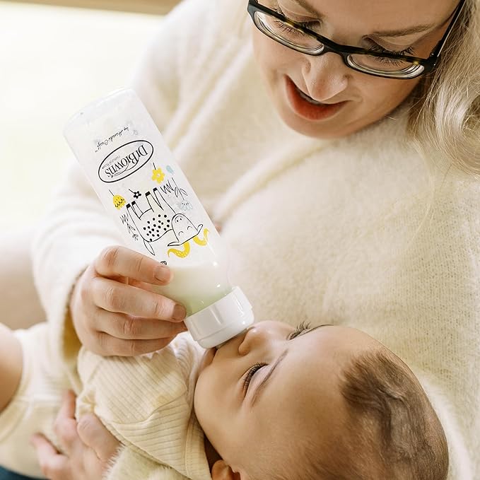 Dr. Brown's Natural Flow Anti-Colic Options+ Narrow Baby Bottle, Goat and Squirrel, 8 oz/250 mL, with Level 1 Slow Flow Nipple, BPA Free, 0m+, 2-Pack