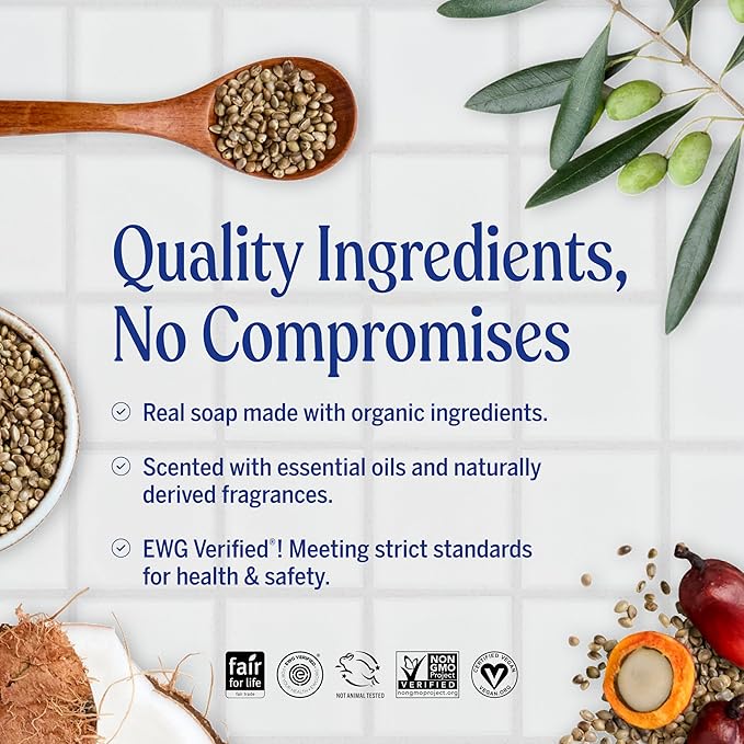 Dr. Bronner's Pure-Castile Liquid Magic Soap Bottle & Refill Carton - Made with Regenerative Organic Certified Oils, 86% Less Plastic per Quart - For Face, Body Wash, Hand Soap Refill- Lavender, 32oz