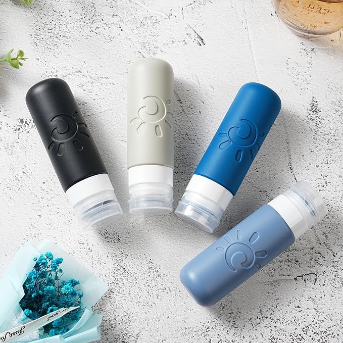 Zafit Travel Bottles for Toiletries, TSA Approved Travel Containers 3oz Leak Proof Travel Tubs Refillable Liquid Travel Accessories for Shampoo Conditioner Lotion Body Wash(Multicolored J)