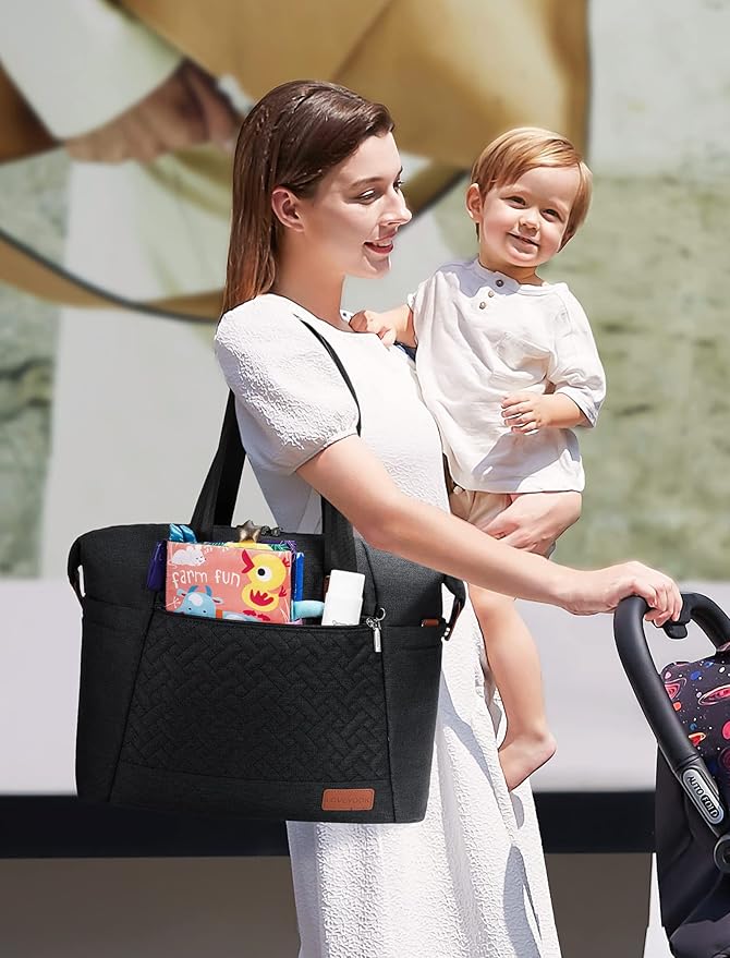 LOVEVOOK Diaper Bag Tote, Large Baby Diaper Bag Waterproof Travel Diaper Tote with Changing Pad