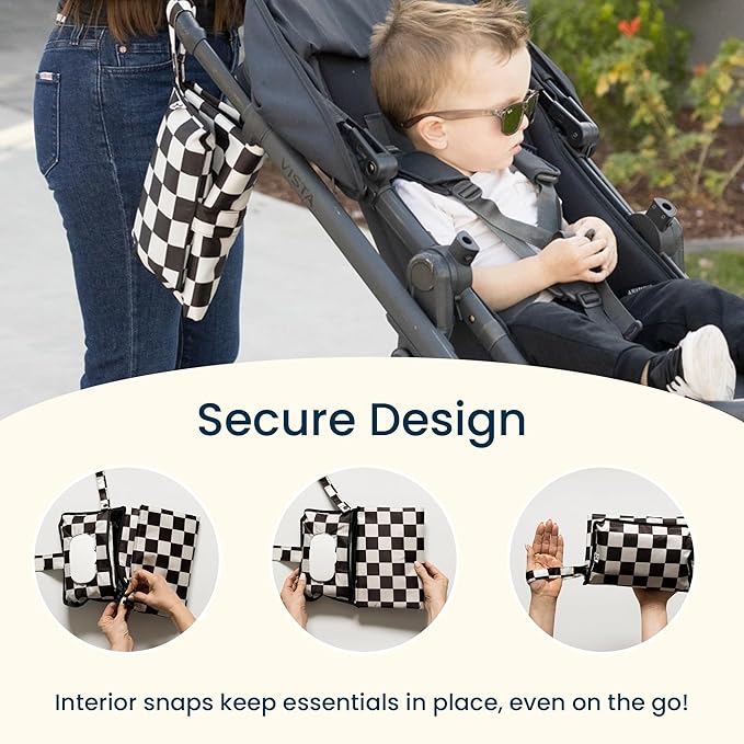 Tiny Twinkle Portable Diaper Changing Pad | Waterproof, Wipeable & Compact Baby Changing Pad for Travel | Smart Wipes Pocket & Organized Storage| Newborn Shower Gift (Vintage Cars)