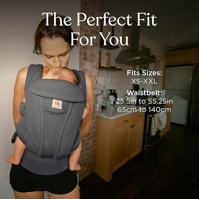 Ergobaby Omni Deluxe Baby Carrier Newborn to Toddler - Breathable Baby Carriers for Summer - All-Position Carrier with Enhanced Lumbar Support & Airflow (7-45 Pounds), Mesh, Graphite Grey