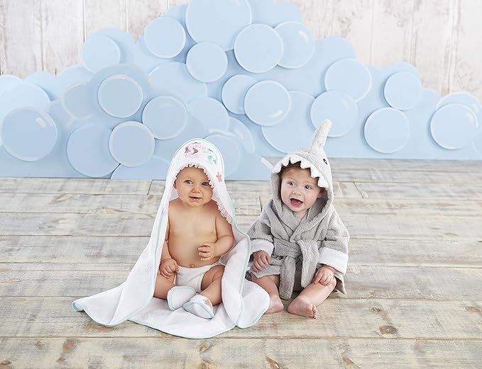 Baby Aspen Baby Shark Hooded Towel/Newborn Spa Bath Robe, Baby Beach Towel | Baby Bath Towel