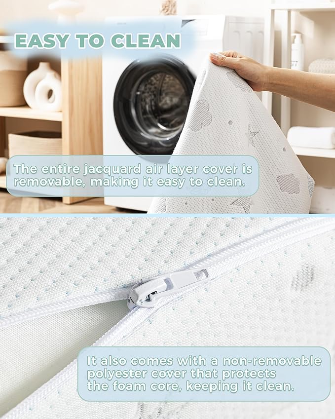 Trifold Pack and Play Mattress 38x26'' Breathable Soft Plush Memory Foam for Baby Toddler Travel Includes Carry Bag Removable Washable Cover Fits Play Pen Playard Pack n Play Mattress Pad