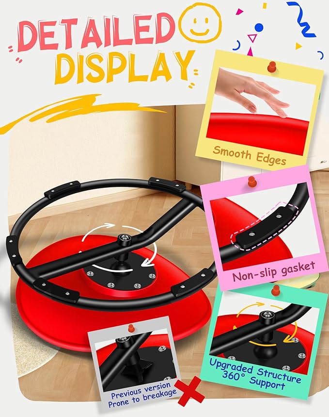 Spinning Chair for Autistic Kids, Sensory Swivel Chair, 220LBS Weight Capacity, Sensory Toy for Children with ADHD/Autism, Training Body Coordination, 3+ Years (Red)