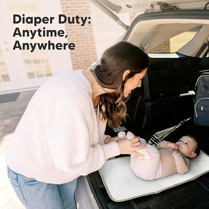 KeaBabies Portable Diaper Changing Pad, Easy Wipe Clean - Foldable Waterproof Baby Changing Mat for Diaper Bag, Compact, Lightweight, 25x13 Newborn, Infant, Baby Changer Travel Essential (Prairie)