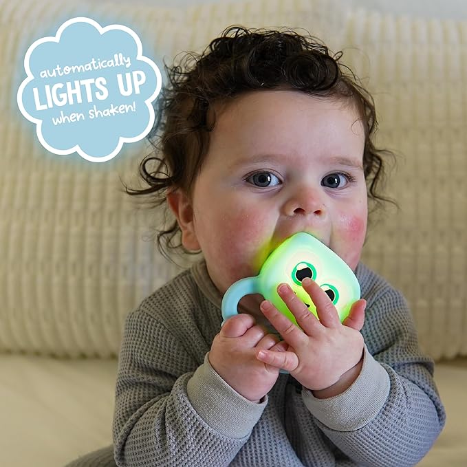 Glo Pals Light-Up Rattle – Sensory Baby Rattle Toy That Glows 7 Fun Colors – Soft Silicone Toy for Babies – Baby Rattle – Blair