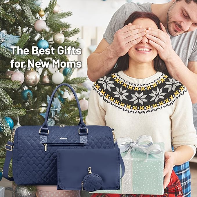 LOVEVOOK Diaper Bag Tote with Pacifier Case and Changing Pad, Large Capacity Mommy Bag for Hospital and Weekender Travel, Functional Baby Bag Newborn Baby Essential, Blue