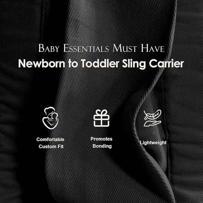 Baby Sling Carrier for Toddler, Adjustable Baby Carrier Newborn to Toddler for 7-30 lbs, Lightweight Infant Half Wrapped Sling with Secure Buckle, Black
