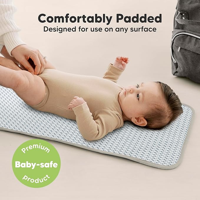 KeaBabies Portable Diaper Changing Pad, Easy Wipe Clean - Foldable Waterproof Baby Changing Mat for Diaper Bag, Compact, Lightweight, 25x13 Newborn, Infant, Baby Changer Travel Essential (Prairie)