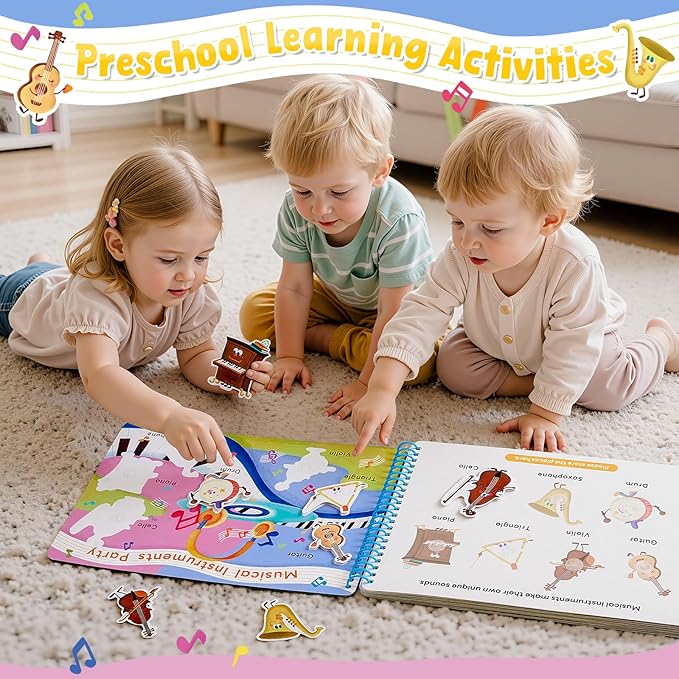 JoyCat Preschool Busy Book for Toddlers 3-5, Dual-Language Learning Activities, Educational Sensory Toys, Autism Learning Materials for Boys & Girls (Imagination World)