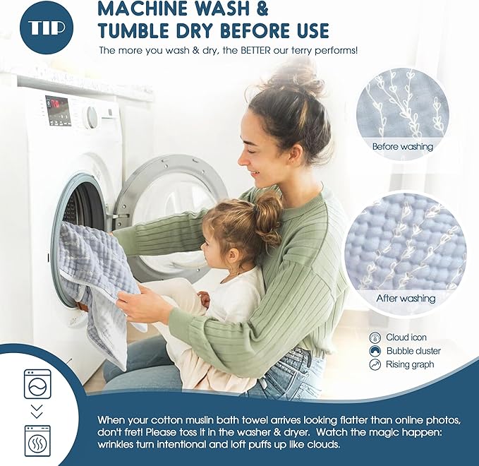 GRSSDER Ultra Soft Absorbent Muslin Cotton Baby Hooded Towel 2 Pack with Original Patterns, Extra Large Size 35"x 35" Swaddle Wrap for Newborn Infant and Toddler