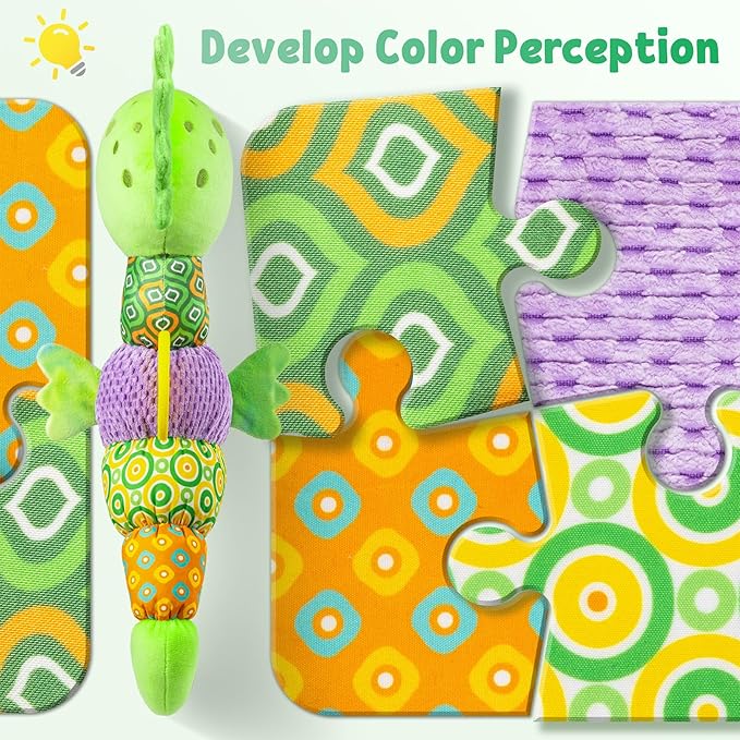 LIGHTDESIRE Baby Toys Musical Seahorse Stuffed Animals Infant Toys 0-6-12 Months with Mirror|Rattles|Crinkle|Baby Teething Toys,Sensory Toys for Tummy Time Newborn Boys Girls Gifts(Lime Green)