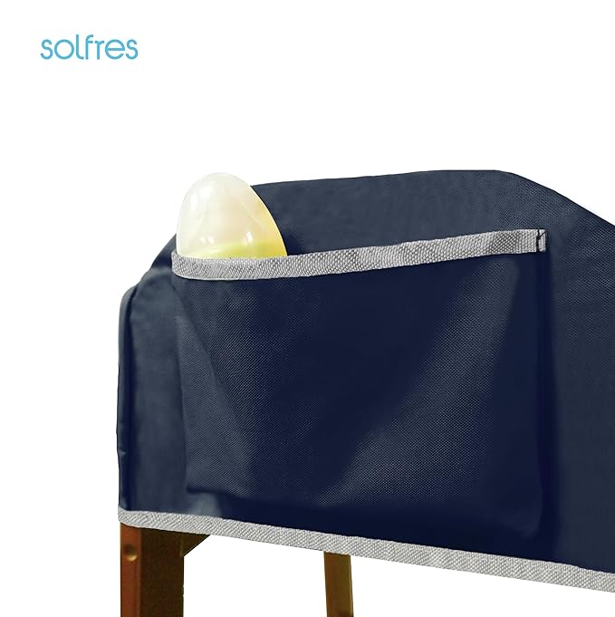 Dual-Belt Baby High Chair Cover, Upgrade Version, for Wooden or Restaurant High Chair, Sturdy and Robust Material, Waterproof Washable Stain and Slip Resistant, Navy Blue