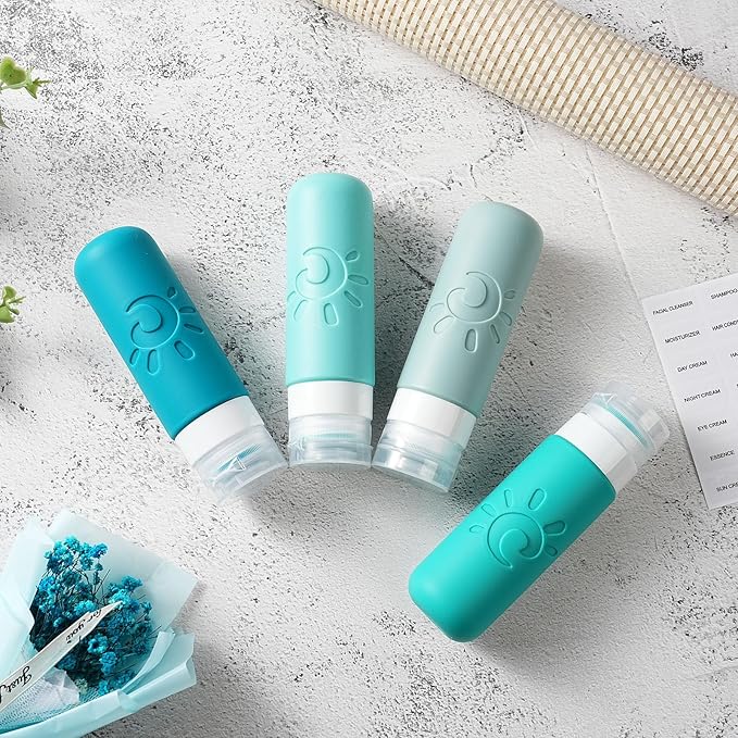 Zafit Travel Bottles for Toiletries, TSA Approved Travel Containers 3oz Leak Proof Travel Tubs Refillable Liquid Travel Accessories for Shampoo Conditioner Lotion Body Wash(Multicolored H)