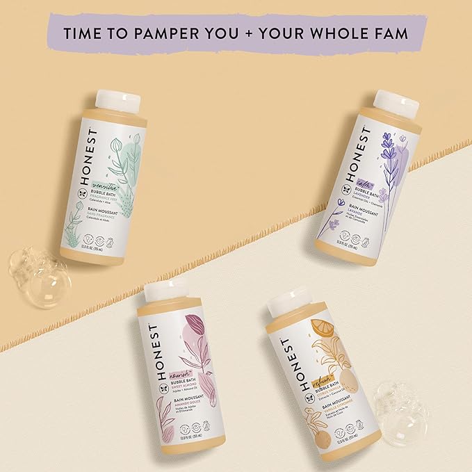 The Honest Company Foaming Natural Bubble Bath, Tear-Free, Hypoallergenic, Baby Wash, Lavender Calm, 12 fl oz