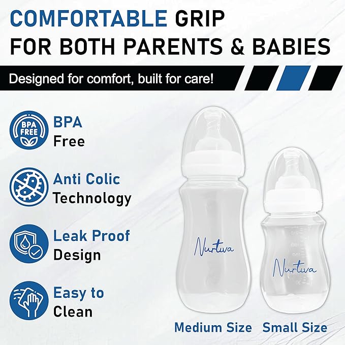 Baby Bottle Set for Breastfed Newborns — 2 Pack (240ml + 300ml) Soft Silicone Anti-Colic Bottles | Natural Latch, Wide Neck | Pacifier Included