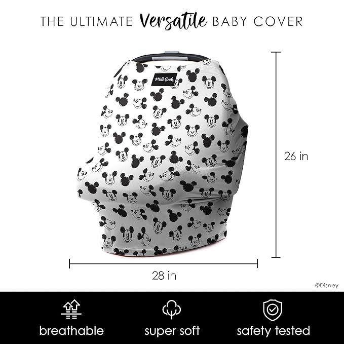 Milk Snob Original Disney 5-in-1 Cover Mickey Mouse Sketch, Privacy for Breastfeeding, Baby Car Seat, Carrier, Stroller, High Chair, Shopping Cart, Lounger Canopy - Newborn Essentials, Nursing Top