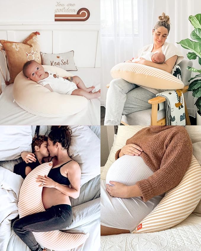 Mamaway Pregnancy Pillow for Sleeping, Nursing Pillow for Pregnancy, Temperature Regulating, Breathable, Bouncy, Adjustable C Shape Baby Feeding Positioner, Pregnancy Must Haves, Breathable Foam