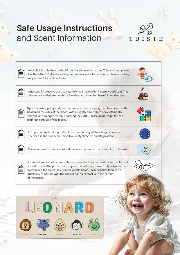 First Birthday Gifts for Girl, Personalized Baby Gifts, Wooden Puzzles for Toddlers 1-3, Animal Toys for Toddlers 1-3, Customized Baby Gift, 1-2 Year Old Toys