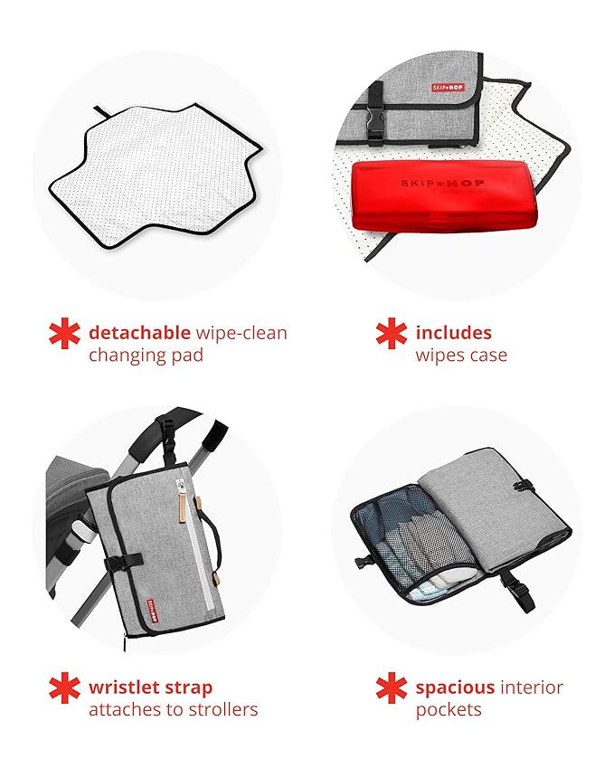 Skip Hop Portable Baby Changing Pad, Pronto, Grey Melange