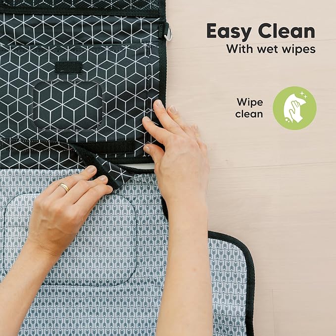 KeaBabies Portable Diaper Changing Pad - Large Waterproof Baby Changing Mat, Compact Travel Diaper Clutch, Functional Pockets Fit Newborn Essentials, Wipeable & Padded Baby Changer (Fox Vale)