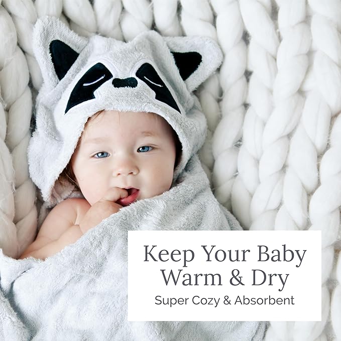 Natemia Premium Hooded Baby Towels - Ultra Soft Baby Bath Towel with Animal Design, Toddler Bath Towel, Newborn Towels for Boys and Girls, Made in Turkey - Hippo