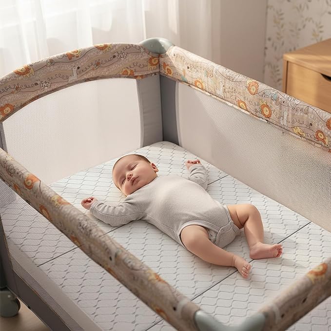 WEVFGHI Trifold Pack and Play Mattress, 38"x 26" Pack N Play Mattresses with Carry Bag, Premium Memory Foam Mattress for Pack N Play Mattress Pad with Removale Washable Cover