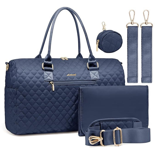 LOVEVOOK Diaper Bag Tote with Pacifier Case and Changing Pad, Large Capacity Mommy Bag for Hospital and Weekender Travel, Functional Baby Bag Newborn Baby Essential, Blue
