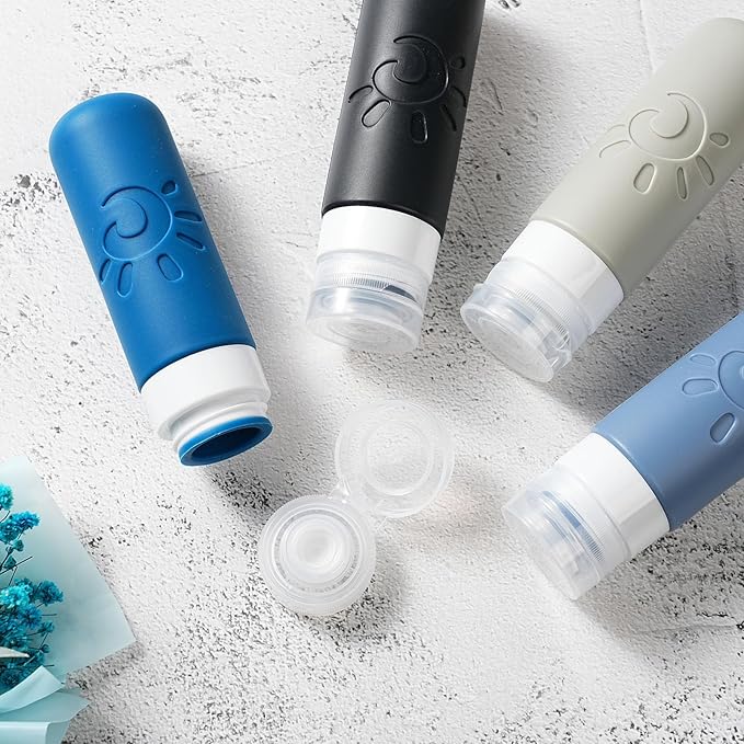 Zafit Travel Bottles for Toiletries, TSA Approved Travel Containers 3oz Leak Proof Travel Tubs Refillable Liquid Travel Accessories for Shampoo Conditioner Lotion Body Wash(Multicolored J)