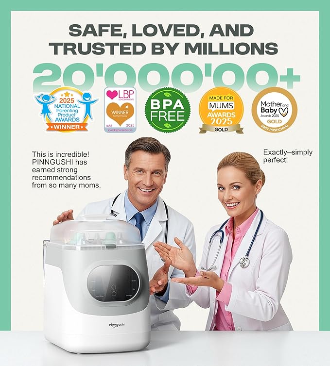 Baby Bottle Washer Pro, Sterilizer, Dryer & Water-Filter, All-in-One Cleaning Machine Fits 6 Bottles, Pump Parts & Baby Essentials, No More Hand Washing Gifts for Busy Moms & Parents