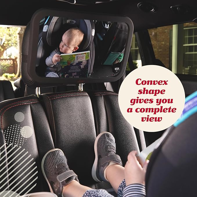 Lusso Gear Baby Backseat Mirror for Car. Largest and Most Stable Mirror with Premium Matte Finish, Crystal Clear View of Infant in Rear Facing Car Seat - Secure and Shatterproof (Tan)