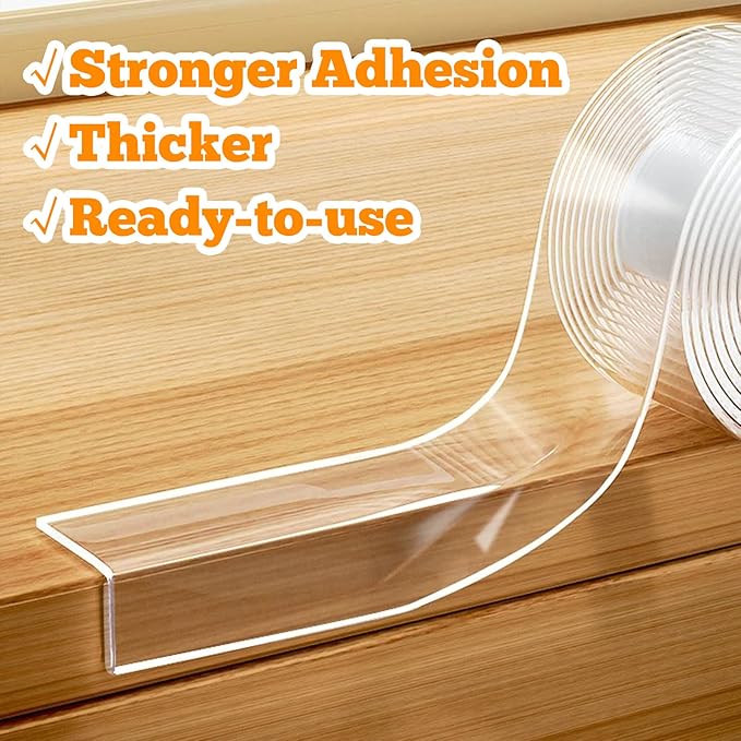 1.18 in x 13.12 FT,Clear Edge Protector Strip Sharp Edge Wrap Cover Tape,Self Adhesive Protective Bumper Guards for Cabinet Door Desk Glass Table Bed Furniture, Kitchen Countertop, Waterproof