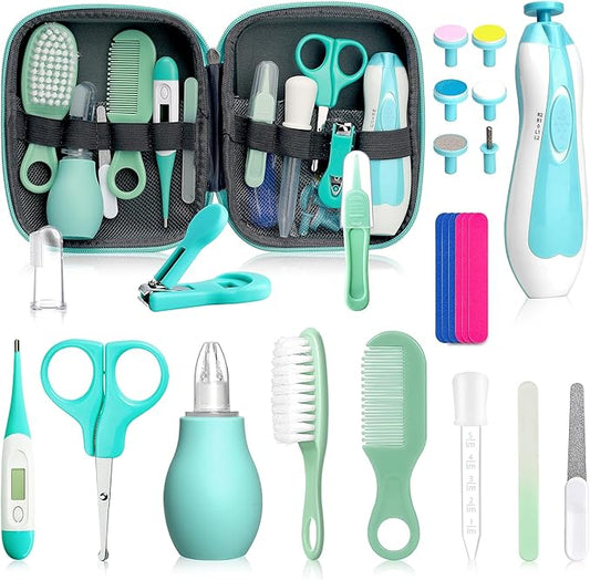 Baby Grooming Kit for Boys Girls Safety Newborn Nursery Essentials Grooming Set Gift for First-time Parents, Green 25 in 1
