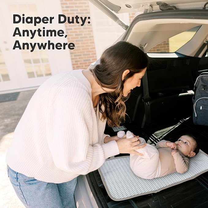 KeaBabies Portable Diaper Changing Pad, Easy Wipe Clean - Foldable Waterproof Baby Changing Mat for Diaper Bag, Compact, Lightweight, 25x13 Newborn, Infant, Baby Changer Travel Essential (Wild Patrol)