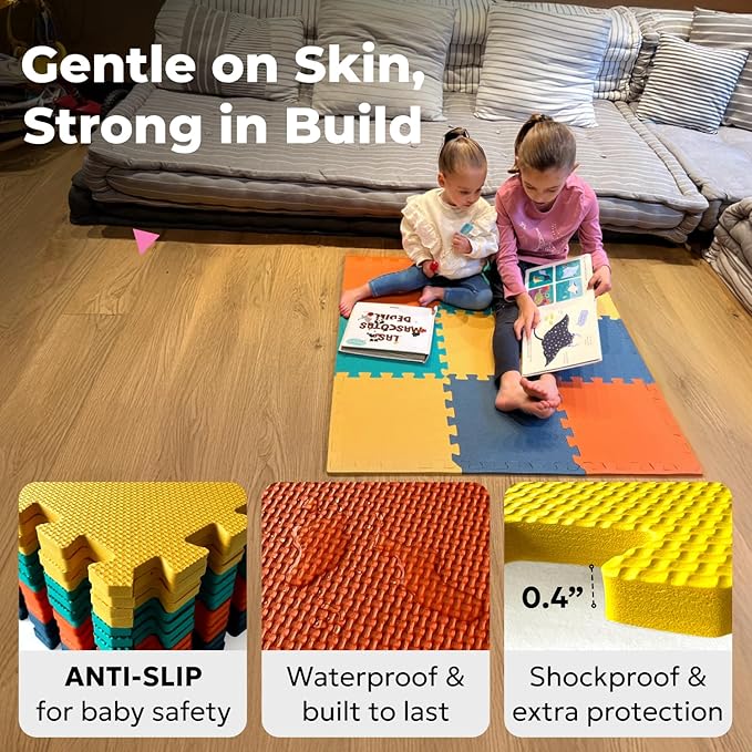 MioTetto Baby Play Mat, Comfortable Playtime Mat – Portable Foam Floor Tiles, Safe Baby mat for Floor for Crawling & Development, Soft Play mat for Babies, Stylish Interlocking Foam Tiles