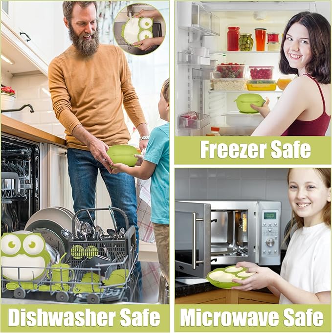 Silicone Baby Feeding Set 13 Piece, Baby Led Weaning Feeding Supplies, Strong Suction Bowl & Suction Plate, Adjustable Bibs, 4-in-1 Cup, Spoon, Food-grade Silicone (Green with white)