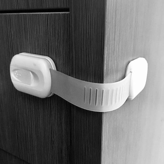 Vmaisi Baby Proofing Cabinet Locks - Childproofing Adjustable Multi Use Straps Latches for Drawers, Fridge, Dishwasher, Toilet Seat, Cupboard, Closet, Oven,Trash Can, Adhesive No Drilling (White) (20)