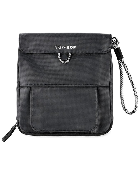 Skip Hop Travel Baby Changing Pad with Easy-Clean Surface, Covers Public Changing Stations, Wipes Pocket, Diaper Storage, Disposable Bag Dispenser and Magnetic Wipes Pocket, Clean Slate, Black