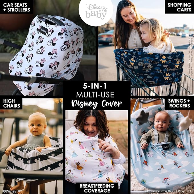 Milk Snob Original Disney 5-in-1 Cover, Minnie Mouse, Added Privacy for Breastfeeding, Baby Car Seat, Carrier, Stroller, High Chair, Shopping Cart, Lounger Canopy - Newborn Essentials, Nursing Top