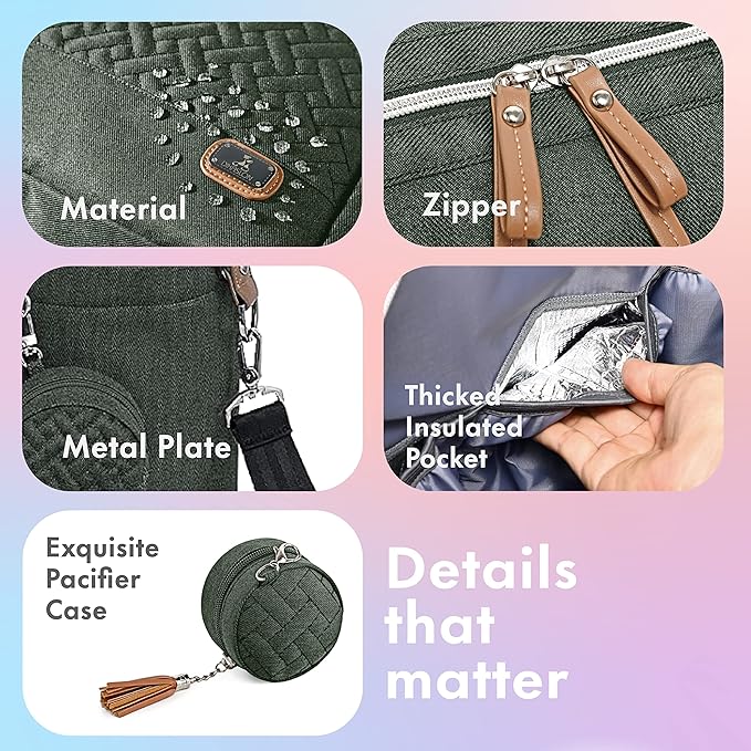 Dikaslon Diaper Bag Tote, Large Travel diaper tote for Mom and Dad, Multifunction baby tote bag for Boys and Girls with Pacifier Case and Changing Pad, Olive Green