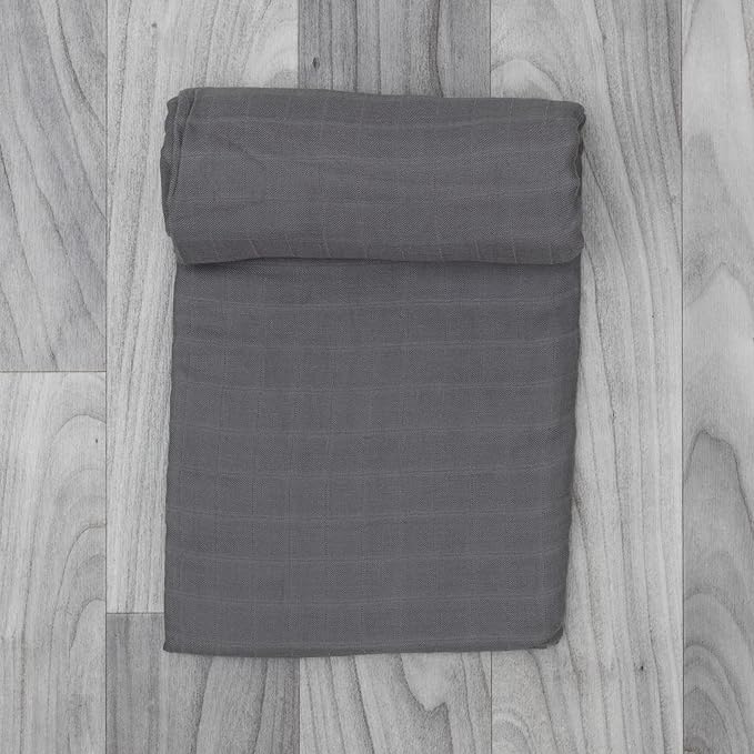 Organic Baby Muslin Swaddle Blankets - Solid Grey and Blue Swaddle Blanket 2 Pack - Soft Organic Cotton and Natural Bamboo Muslin, XLarge and Breathable, 47" X 47"