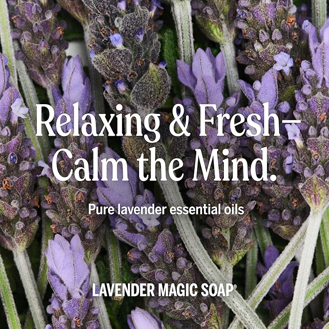Dr. Bronner's Pure-Castile Liquid Magic Soap Bottle & Refill Carton - Made with Regenerative Organic Certified Oils, 86% Less Plastic per Quart - For Face, Body Wash, Hand Soap Refill- Lavender, 32oz
