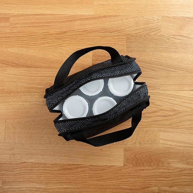 Dr. Brown’s Fold & Freeze Bottle Tote, Breastfeeding Essential Cooler Bag, 6 Baby Bottles Milk Storage - Black