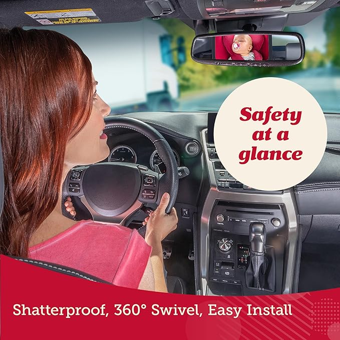 Lusso Gear Baby Backseat Mirror for Car. Largest and Most Stable Mirror with Premium Matte Finish, Crystal Clear View of Infant in Rear Facing Car Seat - Secure and Shatterproof (Tan)