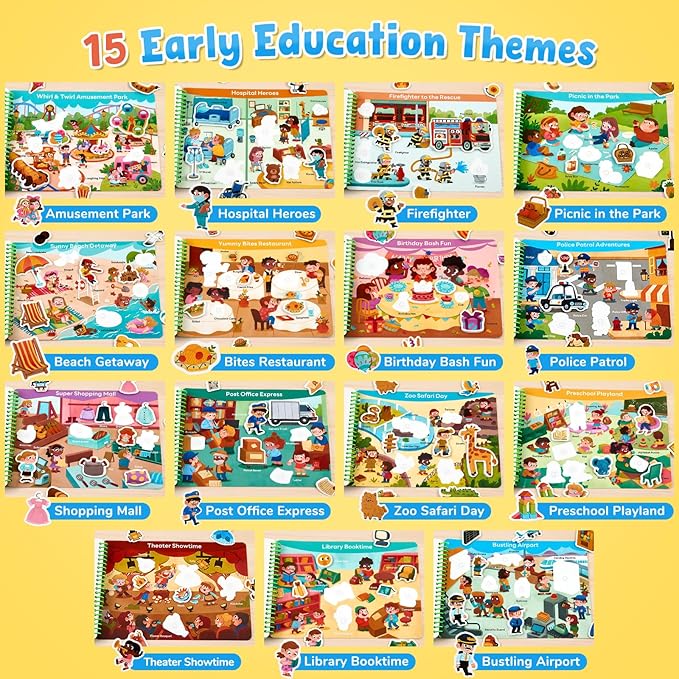 JoyCat Preschool Busy Book for Toddlers 3-5, Dual-Language Learning Activities, Educational Sensory Toys, Autism Learning Materials for Boys & Girls (Daily Life)