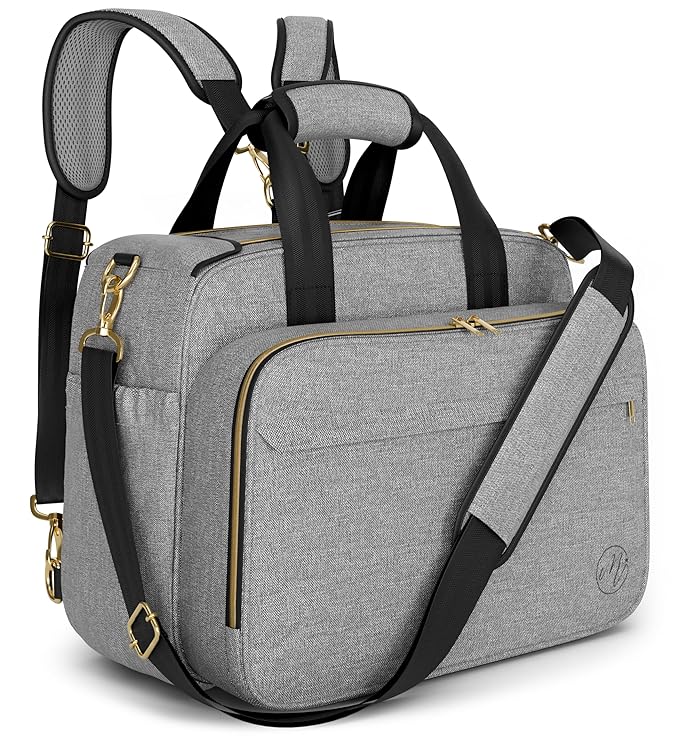 Mellories 4 in 1 Convertible Baby Diaper Bag – Converts from Tote to Backpack, Stroller & Crossbody Diaper Bag – Gray Baby Travel Bag – Gift for Moms