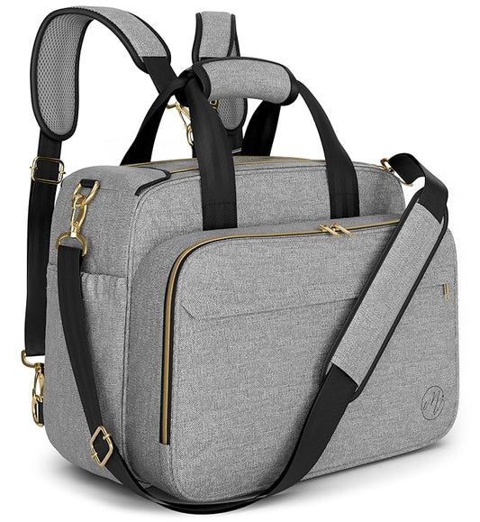 Mellories 4 in 1 Convertible Baby Diaper Bag – Converts from Tote to Backpack, Stroller & Crossbody Diaper Bag – Gray Baby Travel Bag – Gift for Moms