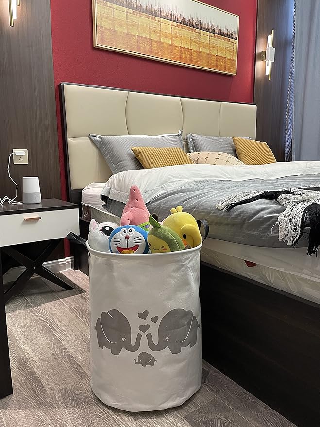 ESSME Baby Laundry Basket,Elephant Hamper，Baby Hamper For Nursery for Kids, Elephant Nursery Decor,Gift Baskets,Home Organizer (Love Elephant)